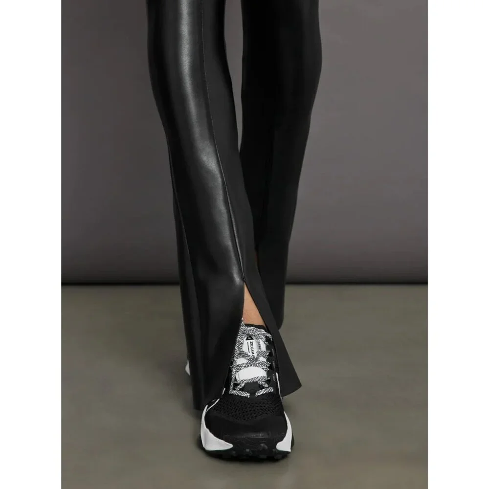 Norma Kamali Black High-Waist Faux Leather Split-Leg Leggings - Picture 12 of 16